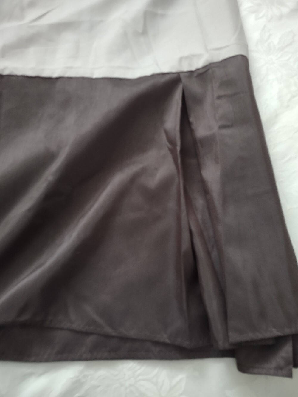 Satin Chocolate Brown Beige Bed Skirt